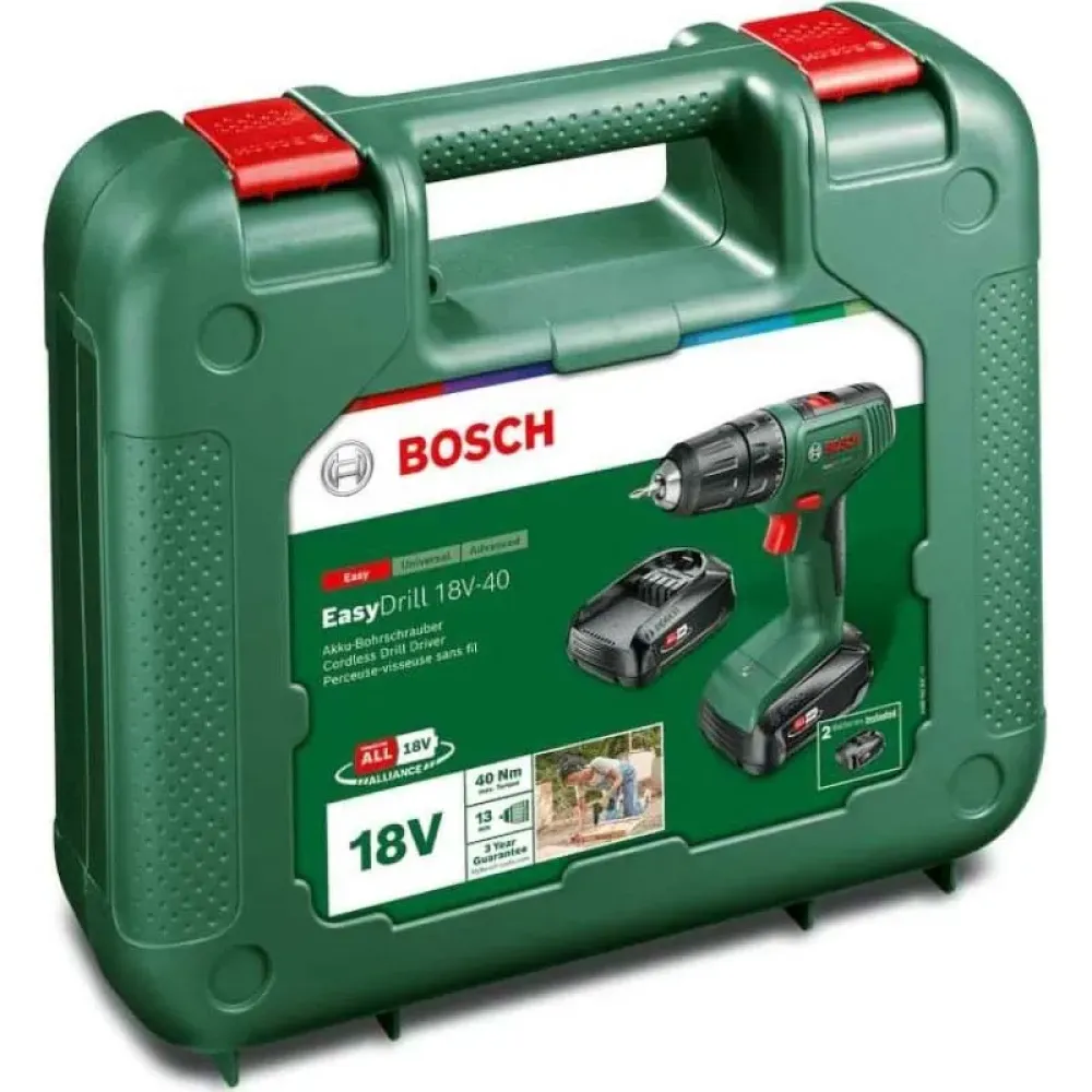 Bosch EasyDrill 18V-40 аккумуляторная дрель-шуруповерт (2 x 1.5 Ач, ЗУ), 06039D8002