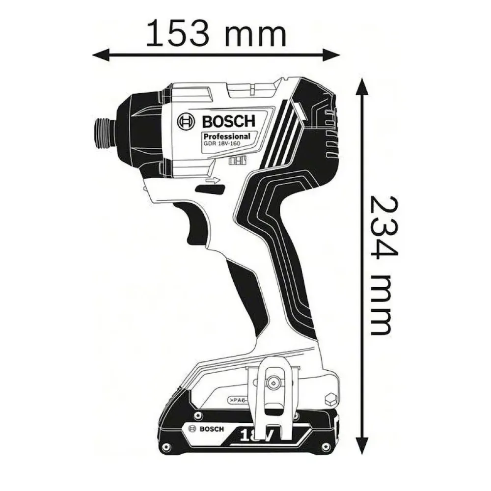 Bosch GDR 180-LI Professional аккумуляторный гайковерт (2 x 2 Ач, ЗУ), 06019G5123