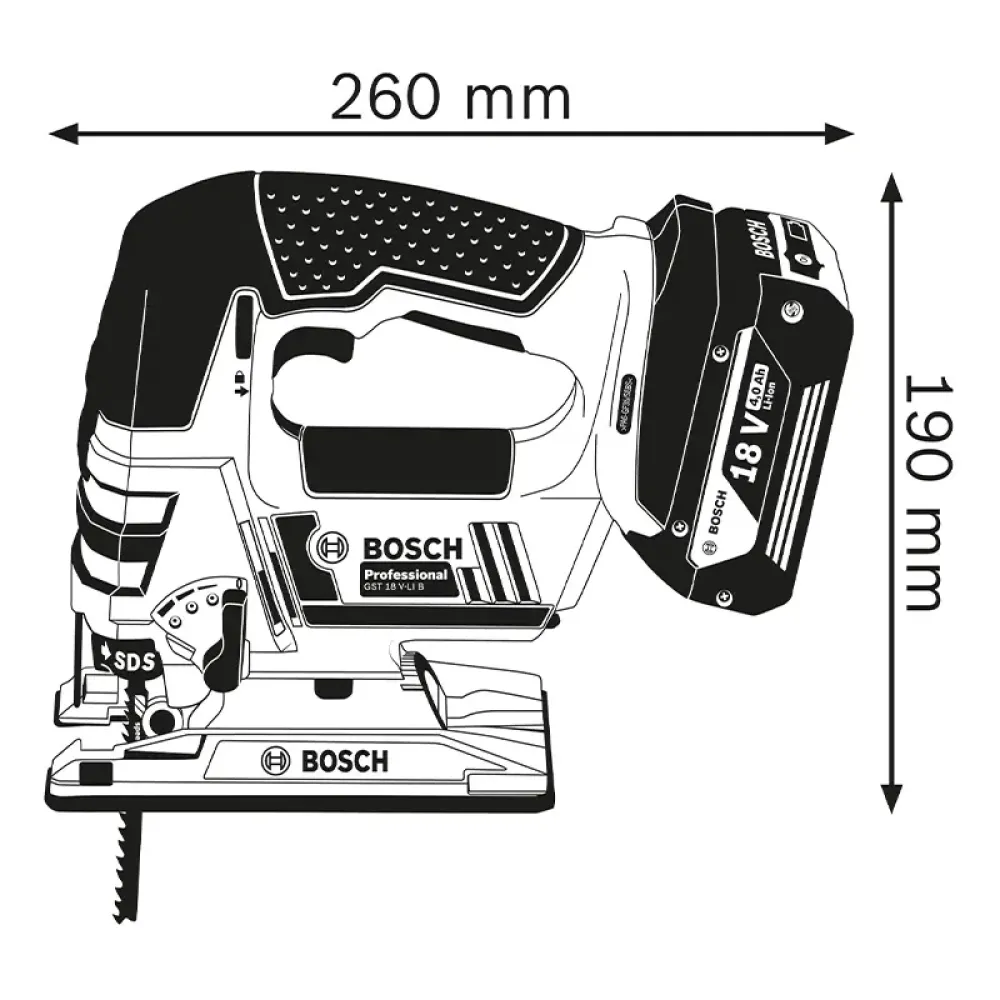 Bosch GST 18 V-LI B Professional Solo аккумуляторный лобзик (без АКБ и ЗУ), 06015A6100