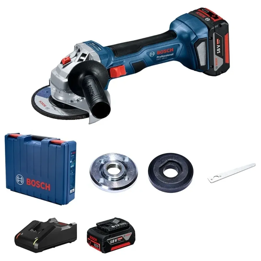 Bosch GWS 180-LI Professional аккумуляторная шлифмашина угловая (2 x 4 Ач, ЗУ), 06019H90R0